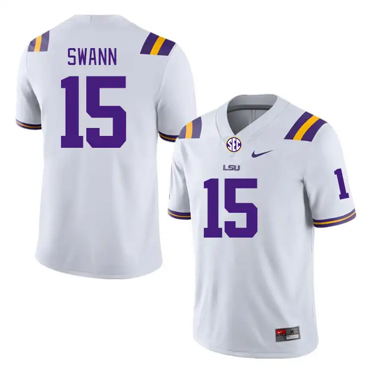 Men's LSU Tigers AJ Swann #15 White NCAA Football Jersey